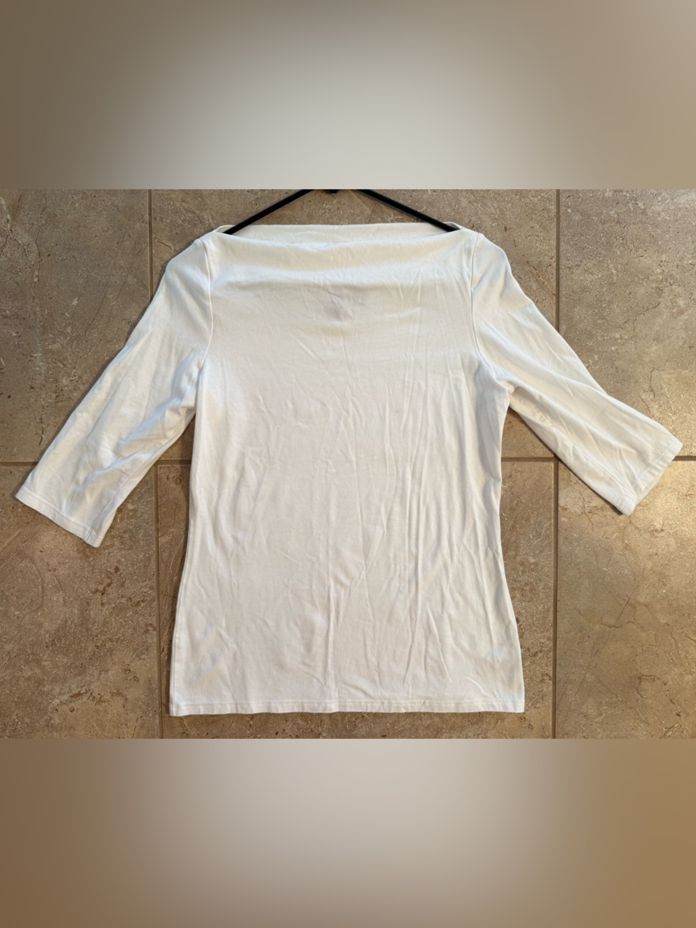 Cynthia Rowley White High Neckline Soft Tee with 3/4 Sleeves 10” Size Large